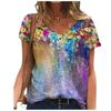 Summer V Neck Trendy T-Shirt Y2K Women's Fashion Short Sleeve Loose Comfortable Shirt Tops 3D Printed T-Shirt Clothing