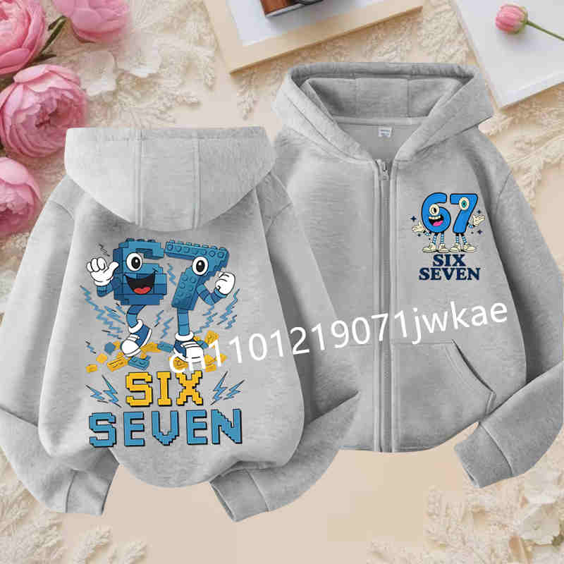 Hoodies for Kids 67 Six Seven Italian Brain Rot Math Joke Tops Y2k Game Saying Zipper Clothes Graphic Y2k Children's Hoodies