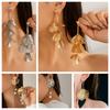 Trendy Flower Long Hanging Earrings Retro Ginkgo Leaf Hollow Earrings Petal Earrings Studs  Hipster