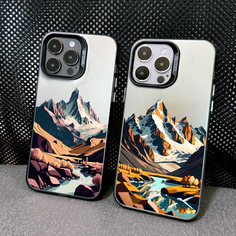 Чехол для телефона с винтажным пейзажем горного пика и озера Для iPhone 13 12 Pro Max Mini 16 15 14 11 Pro Max 15 Plus Ударопрочные лазерные чехлы