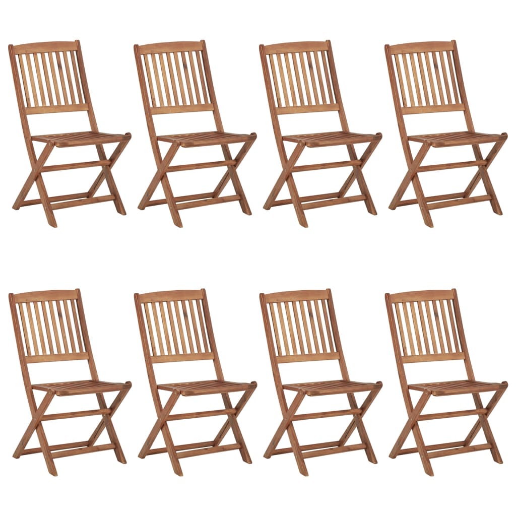 Foldable Garden Chairs 8 pcs with Cushions Solid Acacia Wood
