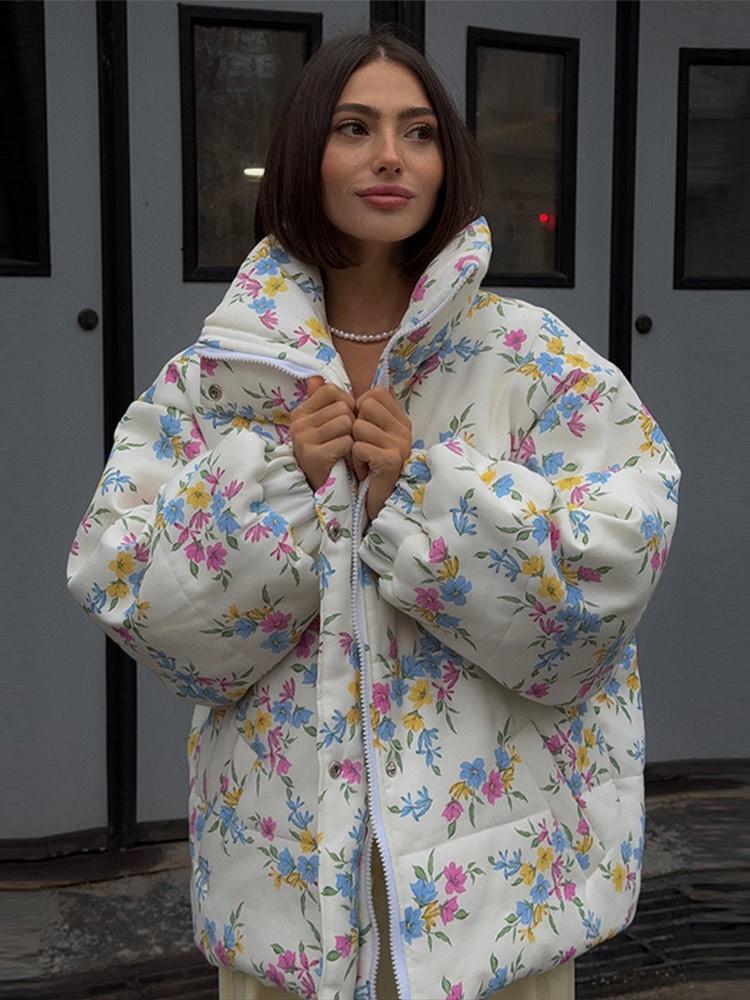 Женская теплая куртка с хлопковым наполнителем Женская тонкая пуховая куртка Женская куртка с лацканами на молнии с принтом модный стиль осень и зима