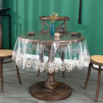 Скатерть из ПВХ с вышивкой и кружевным краем, водонепроницаемая и ниспадающая мягкая скатерть, бытовая скатерть для круглого стола, американский обеденный стол, скатерть для чайного стола