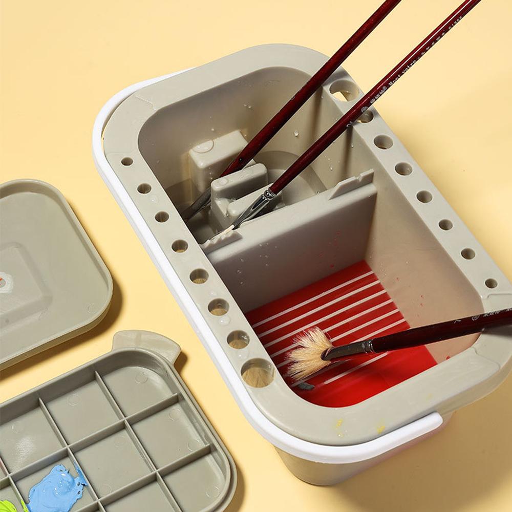 Brush Washing Bucket Brush Box Multi-function Pen Holder Art Supplies Oil-based Acrylic Watercolor Tool Art Palette Brush Washer