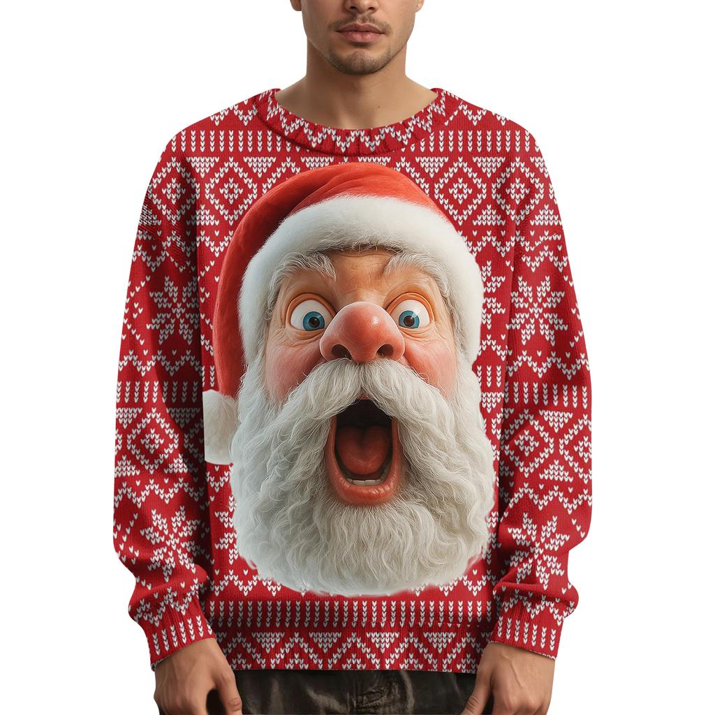 Мужской рождественский свитер с принтованным воротником