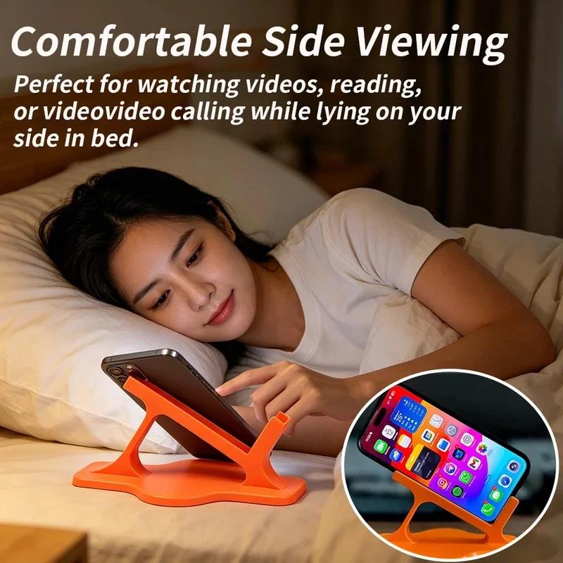 Bed Phone Holder for Side Sleeping 360° Adjustable Lazy Arm Phone Mount with Anti-Slip Base Hands-Free Overbed Stand for Watch 6