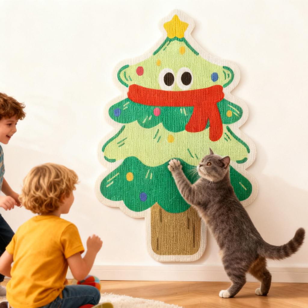 Полиэстеровая мультяшная наклейка на стену Кошки Игрушка, Саморазвлекающаяся игрушка для кошек, Когтеточка для кошек, Износостойкая и не линяющая, Вертикальная наклейка на стену