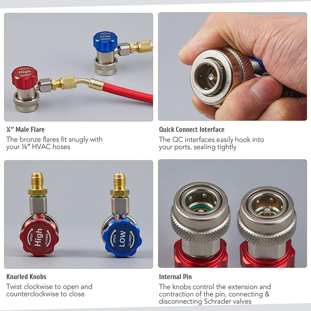 2021 2 шт. R134A AC Авто Фреон Адаптер Кондиционера Хладагент Регулируемая Быстроразъемная Муфта Высокий Низкий Разъем Набор Манометров