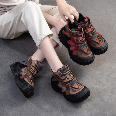 Женские туфли на плоской платформе из натуральной кожи разных цветов, повседневные универсальные короткие ботинки на толстой подошве