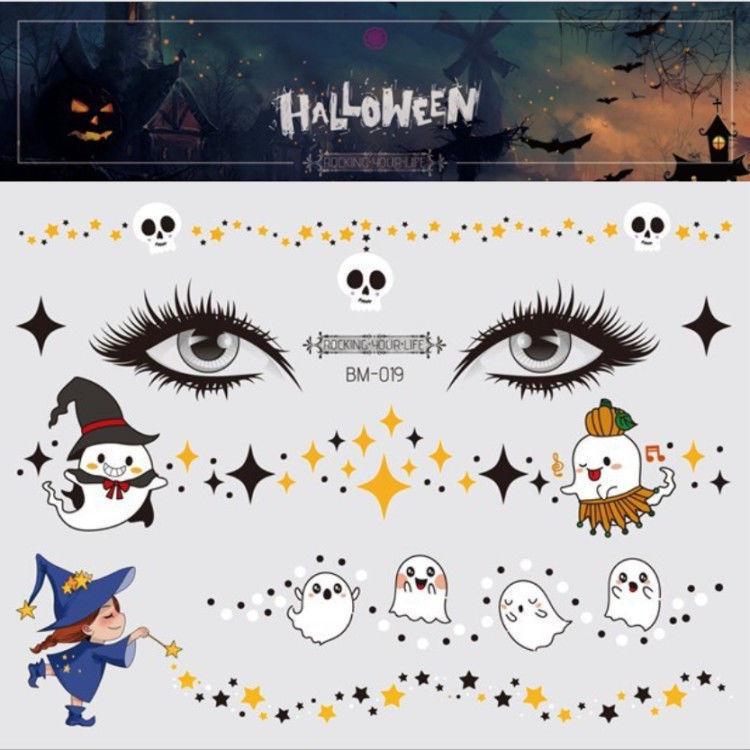 Детские наклейки-татуировки с героями мультфильмов на Хэллоуин — милые тыквы, привидения, черепа, водонепроницаемые и прочные