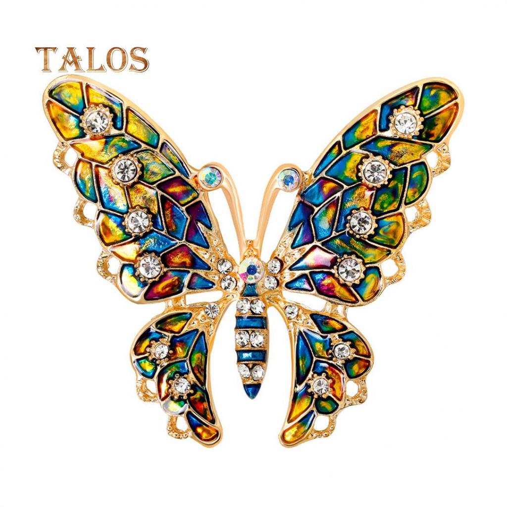 Бабочка Кристалл Камень Красочная Металлическая Нагрудная Брошь Булавка Модные Ювелирные Изделия Женский Подарок