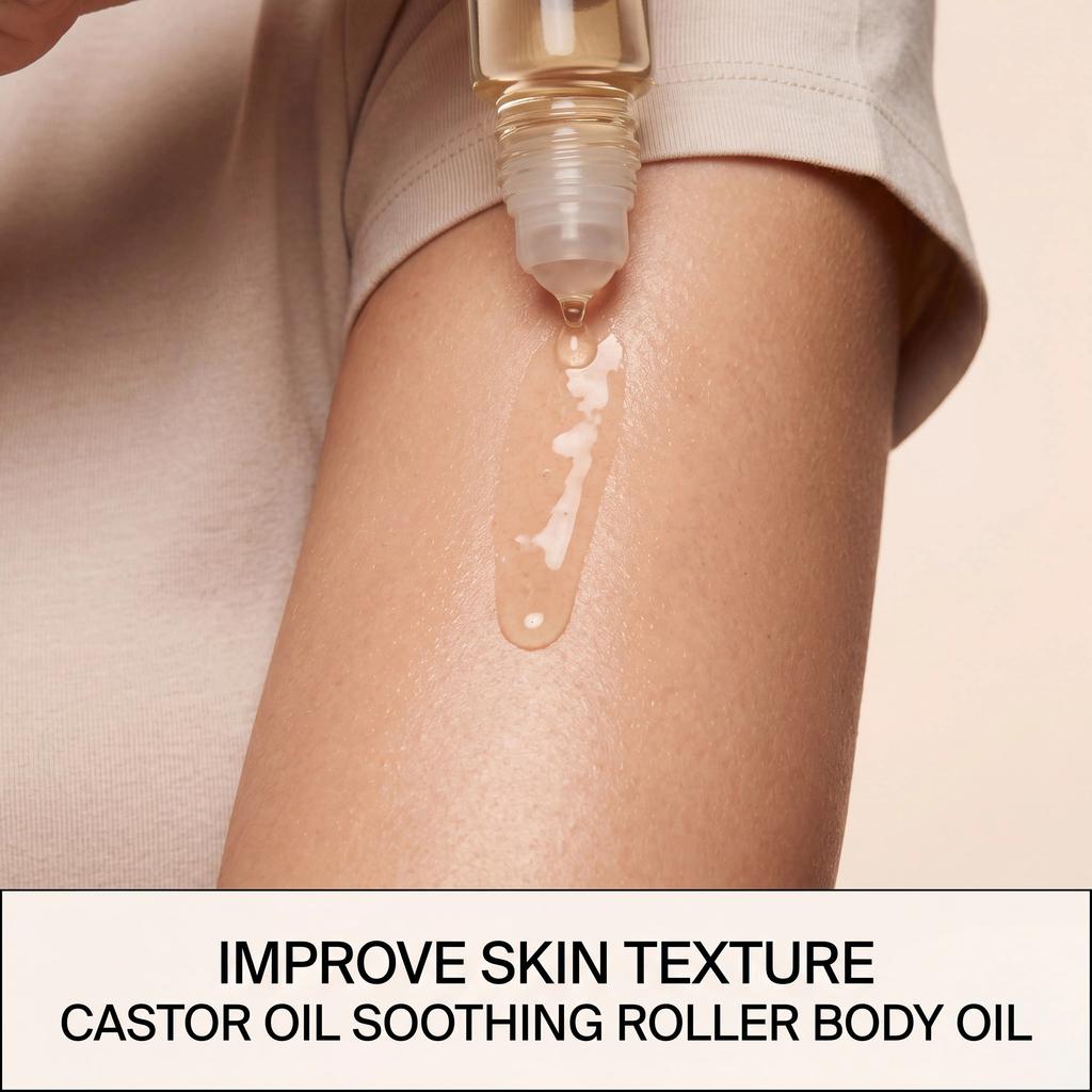 Organic Castor Oil With Rose Quartz Roller Deep Botanical Nourishing Soothing Moisturizing Cooling Massage For Face Body CareOil