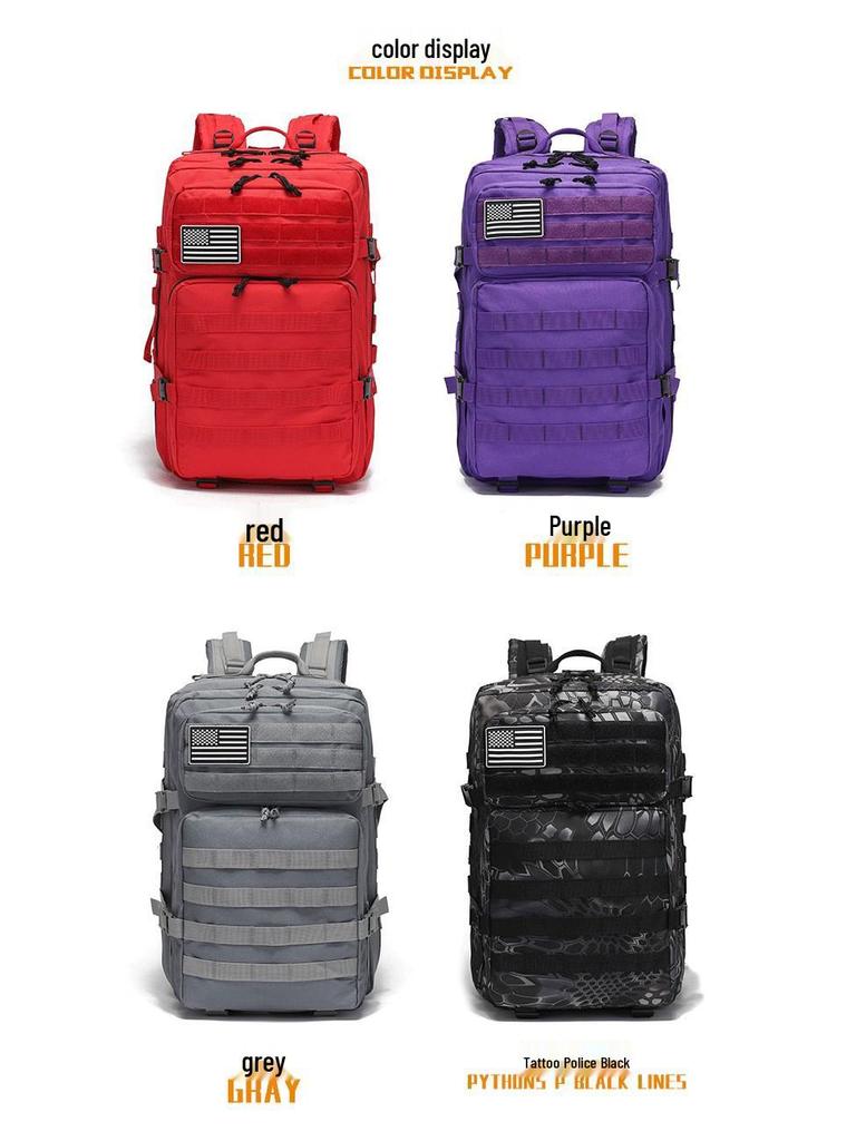 Men's Large Capacity Outdoor Sports Backpack, Water-Resistant, Multifunctional, 45L