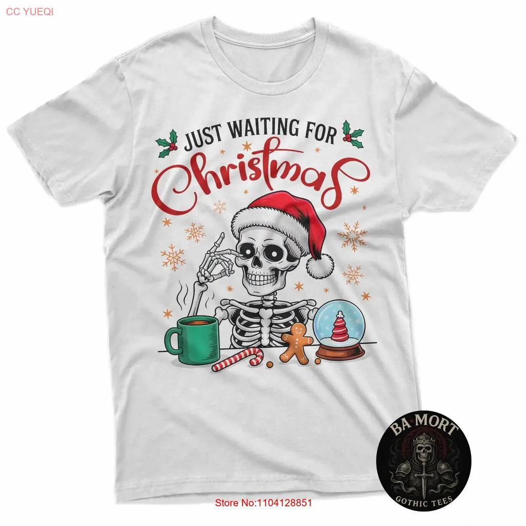 Funny Skeleton Waiting For Christmas T Shirt vintage Washed Slightly Comfortable designer clothes Stretched Stylish streetwear