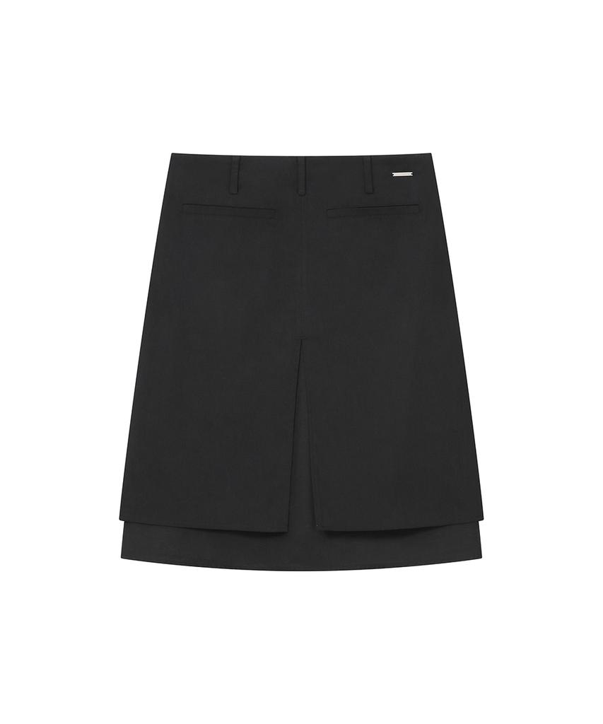Miseki Seoul Side Sheer Layered Midi Wrap Skirt Black