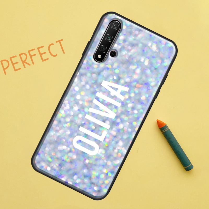 Personalised Glitter Ombre Name Case For Huawei Nova 9 10 SE 11i 8i 7i 3i Nova 5T Y60 Y61 Y70 Y90 P20 P30 P40 Lite P60 Pro