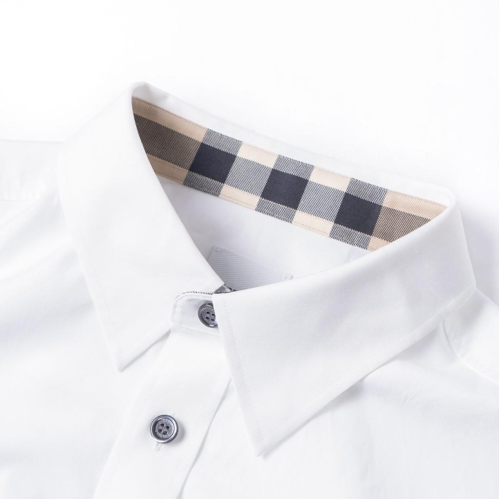 Burberry Мужская однотонная рубашка с логотипом, отложным воротником, однобортная, с длинным рукавом, белая 80667681