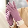 Autumn Winter Modal Women Warm Gloves Korean Fleece Lined Touchscreen Plush Color Block Riding Finger Gloves
