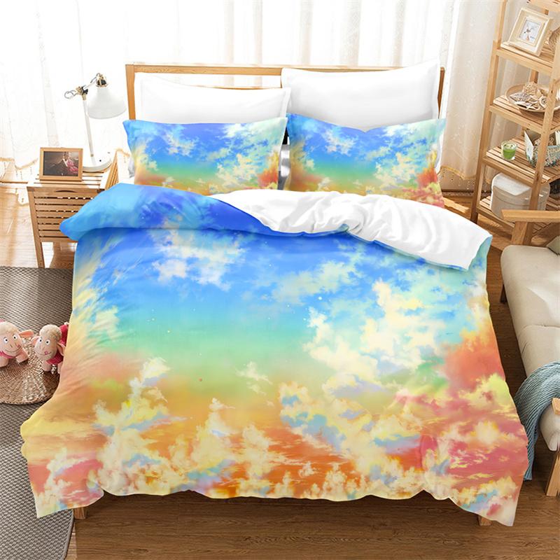 Bedding Set Rainbow Sky Duvet Cover Boys, Kid's Quilt Cover Girls Room Gorgeous Starry Sky Bedding King/Queen Duvet Cover Set