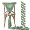 10pcs Sage Green Cheesecloth Chair Sashes Rustic Bowknot Designed Chair Cover for Wedding Banquet Party Chair Decor 90X180cm