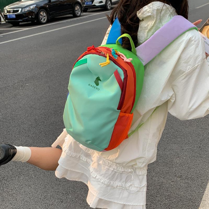 Schoolbag lightweight outdoor hiking backpack for men and women, 1011 new color-block dopamine portable short trip backpack