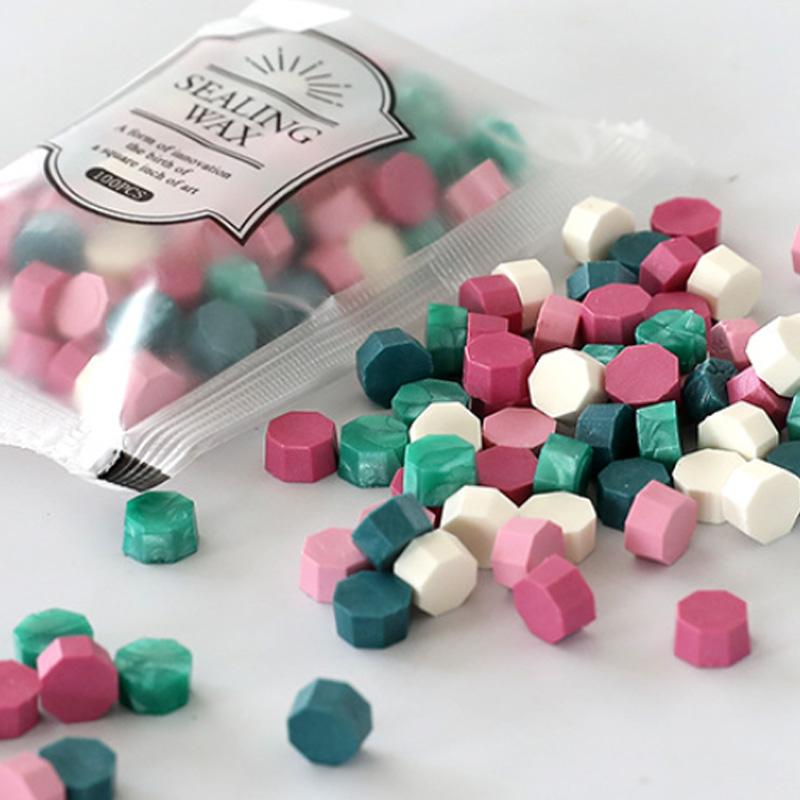 100Pcs/Bag Wax Particles Delicate Fire Lacquer Seal Color Random Colour Macaron Color Bagged Sealing Wax Octagonal Shape