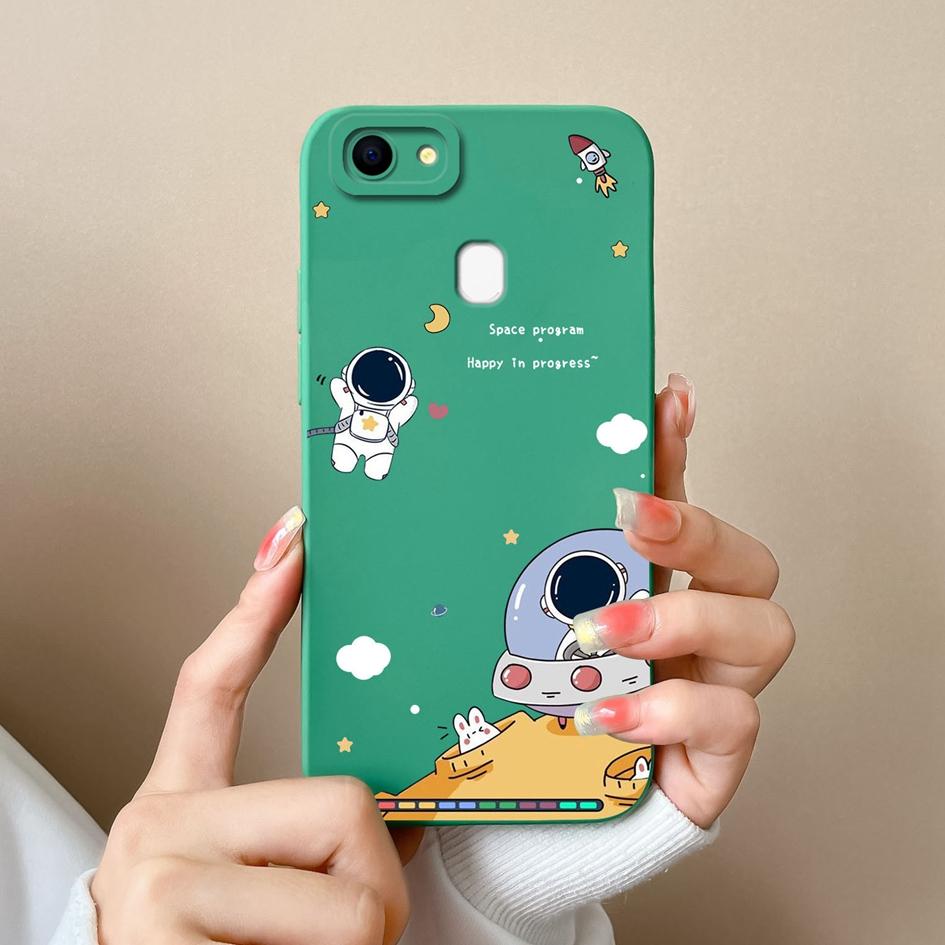 Чехлы для телефонов Oppo F19 F5 F7 F9 F11 F15 F17 F21 Pro Plus с рисунком астронавта из жидкого силикона, противоударные защитные чехлы для Oppo Shell
