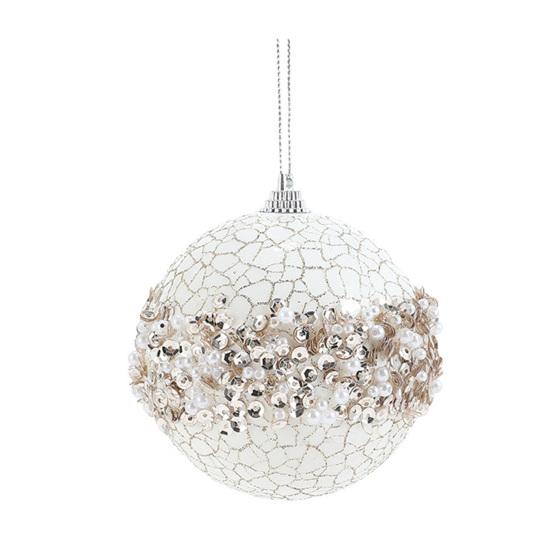Christmas Ball Ornaments Glitter Sequin Faux Pearl Hanging Ball Decoration Shatterproof Foam Ball Christmas Tree Ornaments