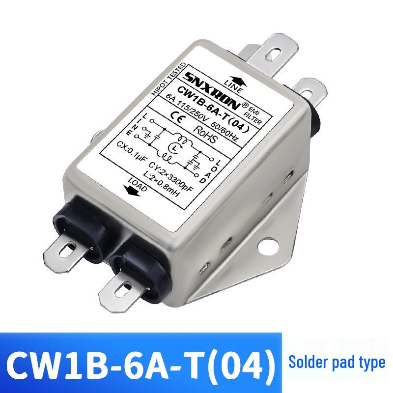 Однофазный 220В переменного тока EMI Фильтр питания 3A6A Втыкаемый для очистки от помех сервопривода