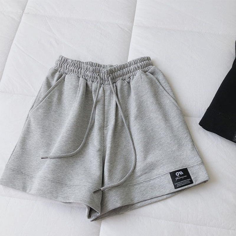 Женские летние свободные спортивные шорты в корейском стиле для ношения на открытом воздухе - с высокой талией, широкие штанины, утягивающие, идеально подходят для бега и повседневной носки.