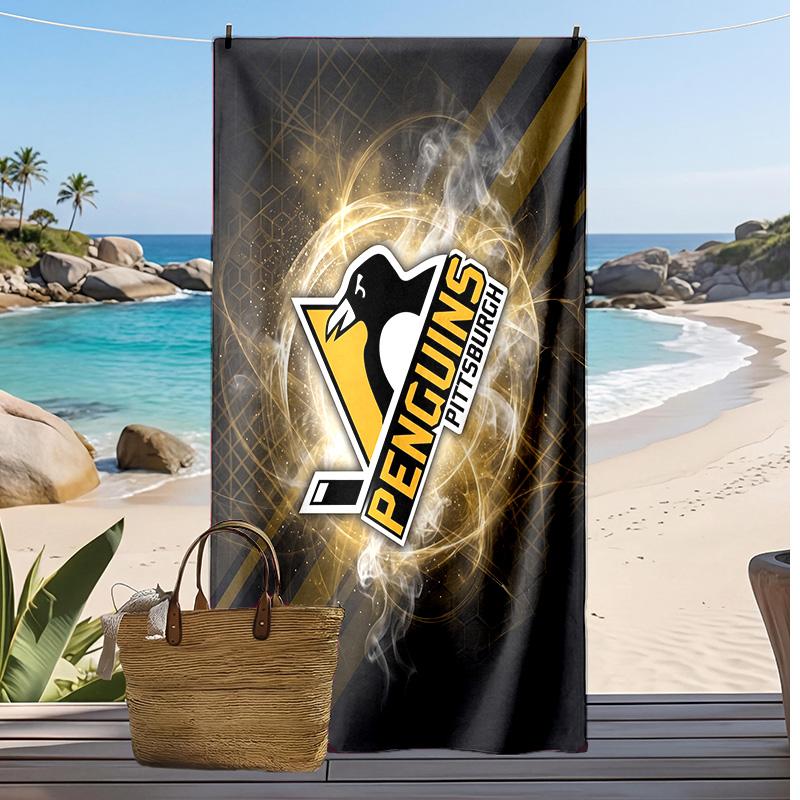 Pittsburgh Penguins Print Beach Towel Soft Portable Quick?dry Towel For Pool Summer Vacation Outdoor Sport