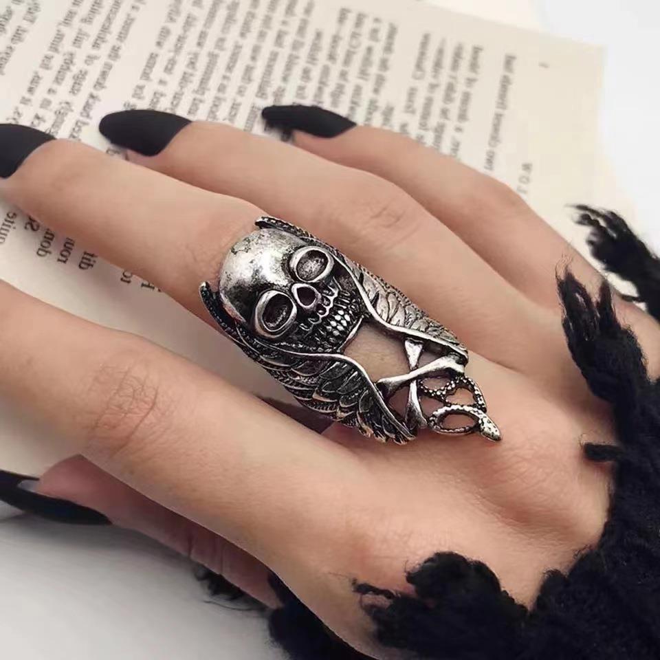 European and American Punk Style Long Ring Rock Skull Ring
