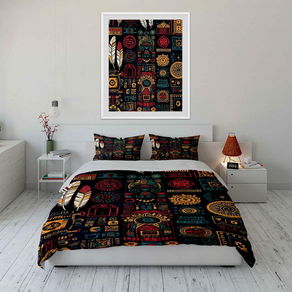 Geometric shapes and feathers. Bedding sets Duvet cover sets Duvet covers Pillowcases(1 * Duvet Cover 2 * Pillowcases, without duvet insert)