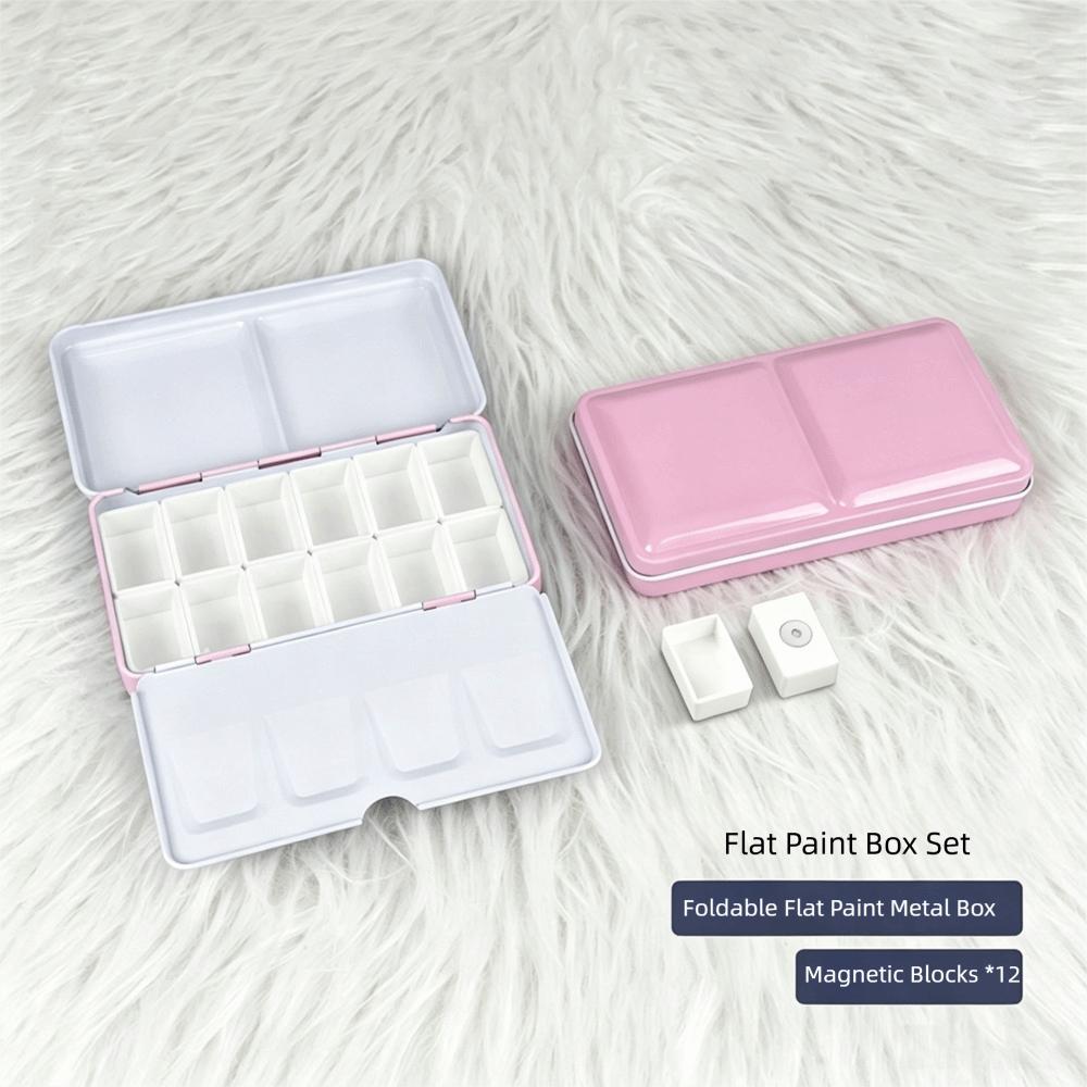 Metal Construction Watercolor Paint Box Small Size Folding Paint Box  For Gouache Painting
