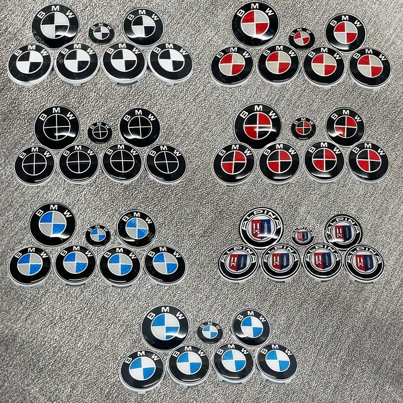 7-piece set is suitable for BMW Group's front and rear logo 82/74mm 45mm steering wheel 56/68mm hubcap replacement badge. GU1