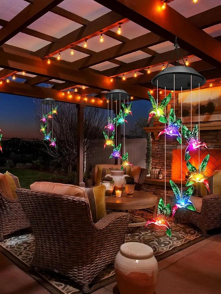 Уличные солнечные водонепроницаемые светодиодные колокольчики в форме колибри, подарки для дома, украшения садов, двориков и газонов