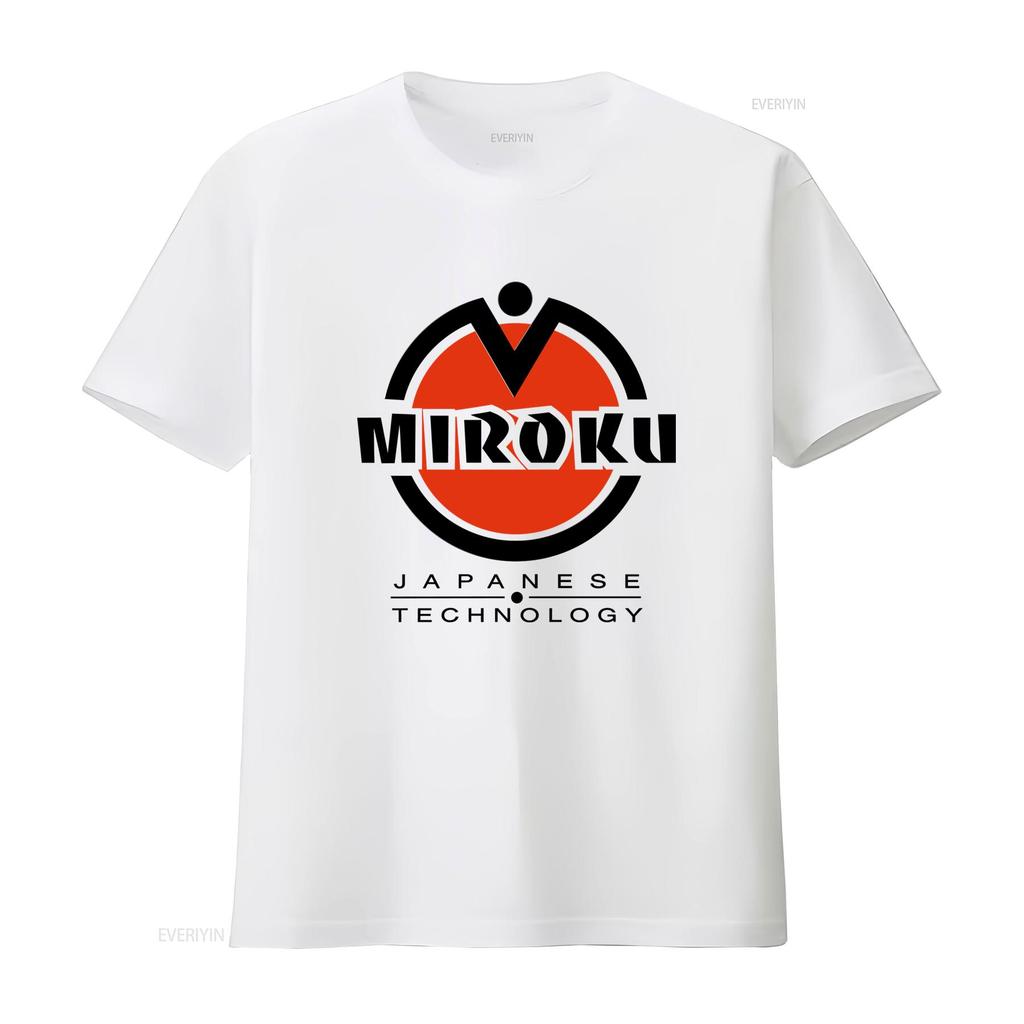 Miroku Japanese Technology Logo Mens White T Shirt Size S 5XL vintage Washed Stylish Top For Everyday Wear Stretched Unisex