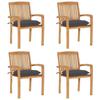 VidaXL Stackable Garden Chairs with Cushions, 4 Pcs, Solid Teak