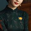 1PC Chinese Style Green Crystal Women Fashion Exquisite Gourd Shape Brooch Collar Pin Alloy Label