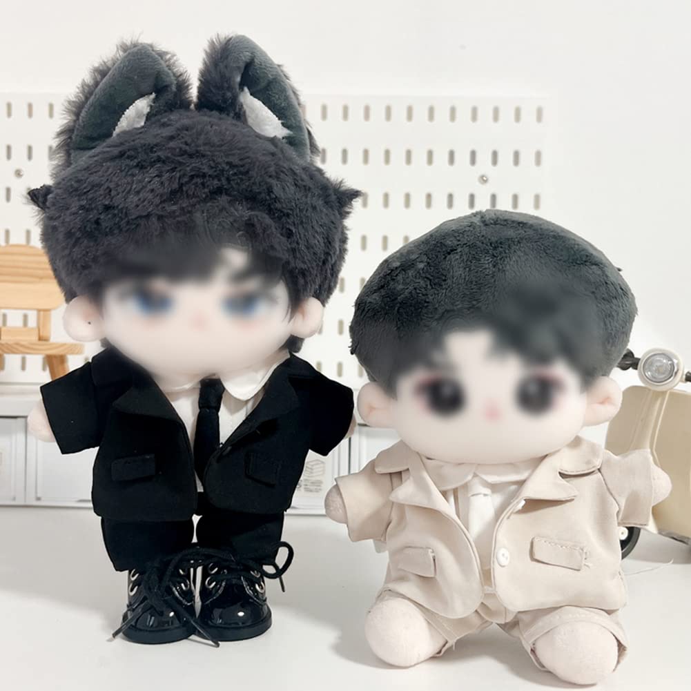 YUYAKESHI хлопковая кукольная одежда 20 см кукольная одежда нарядная белая рубашка галстук костюм для кукол комплект кукольной одежды униформа плюшевые штаны (Черный комплект из 4 предметов)