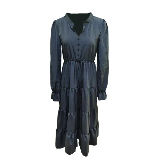 Весеннее платье с плиссированным подолом в стиле пэчворк, А-силуэт, большое свободное платье миди с V-образным вырезом, длинными рукавами-фонариками, струящееся платье с высокой талией, однотонное платье для свиданий