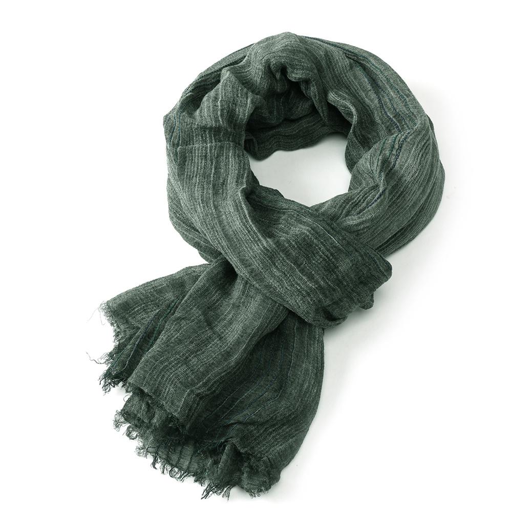 Хлопково-льняные мужские шарфы в полоску Осень Зима Черный Темно-синий Теплый мужской шарф Мужские аксессуары Короткая бахрома Bufanda Шаль