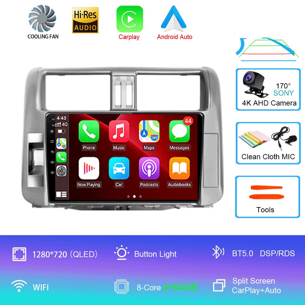Car Radio Android 14 Carplay Auto For Toyota Land Cruiser Prado 150 2009 - 2013 Navigation GPS Multimedia Player Video Stereo BT