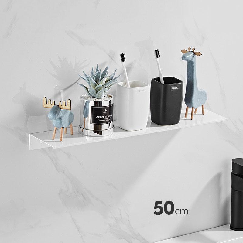 30-50cm Wall-mounted Bathroom Shower Shelf Black/White Wash Gargle Storage Rack Holder Toilet Organize Aluminum Bathroom Shelves