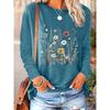 Floral print women's round neck long sleeve loose top