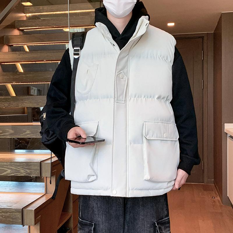 Осень и Зима Молодежный Универсальный Жилет с Воротником-стойкой Холодный и Теплый Утепленный