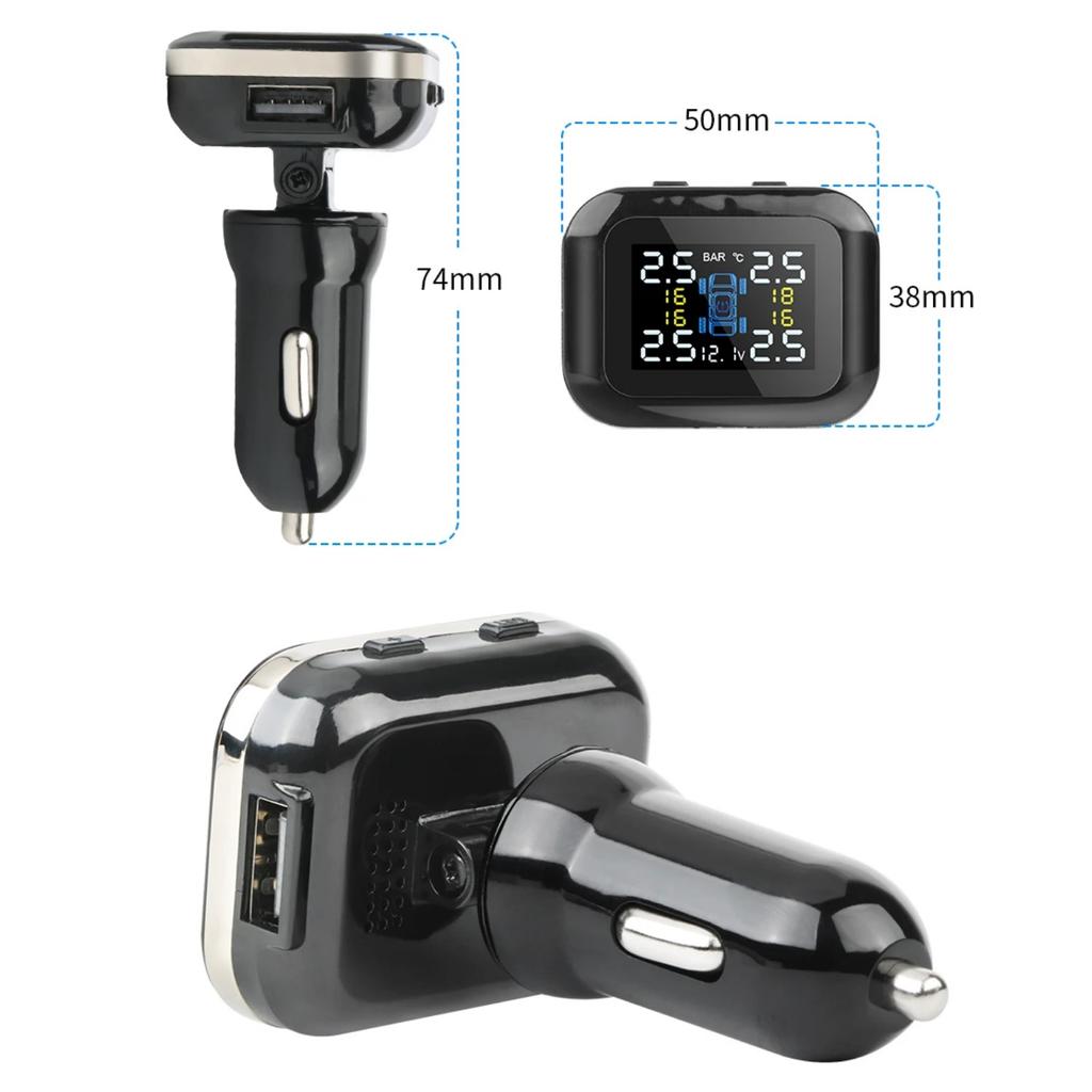 Автомобильный TPMS прикуриватель беспроводной универсальный TPMS USB цифровой tpms система сигнализации давления в шинах 4 внешних внутренних датчика