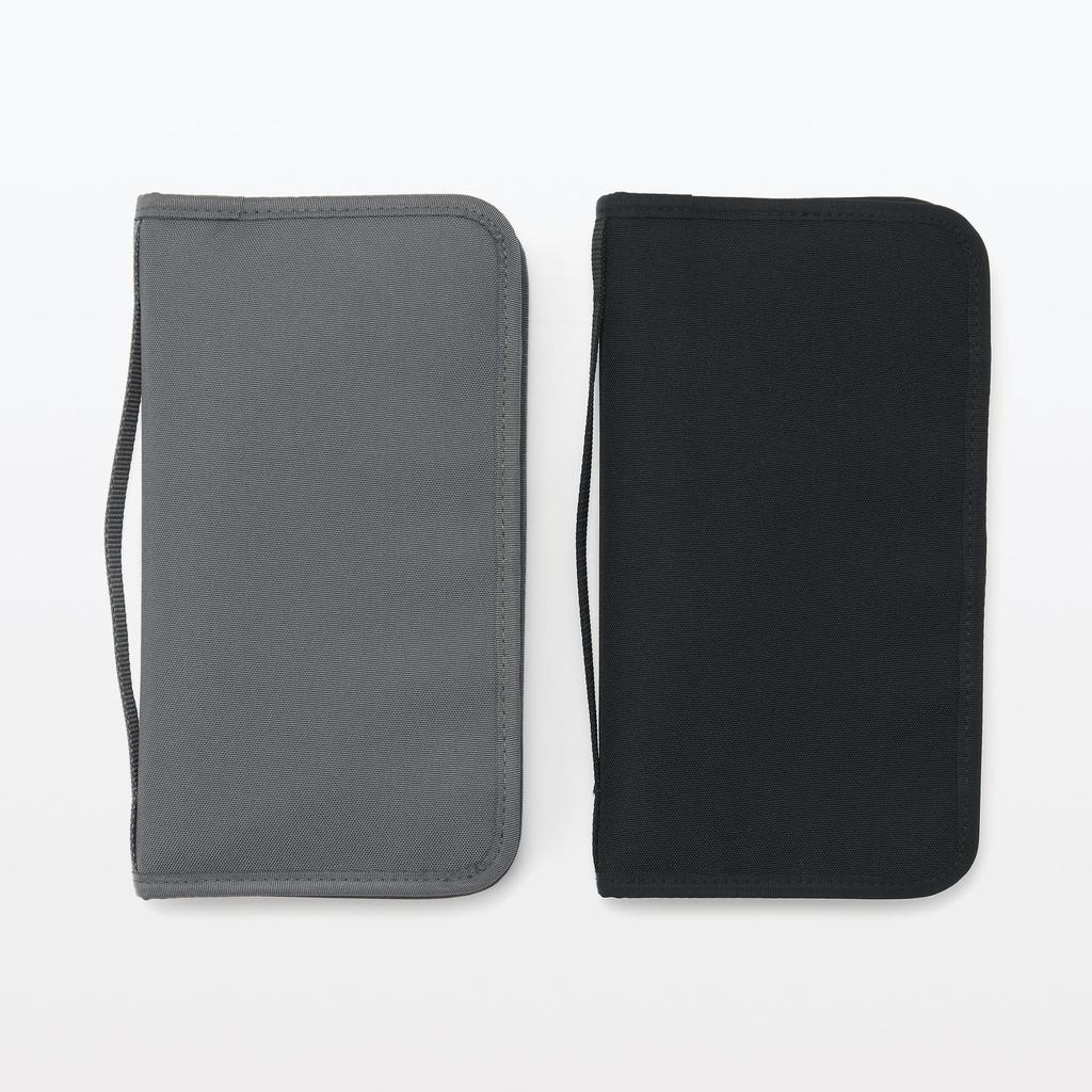 MUJI Полиэстеровый чехол для паспорта с прозрачным карманом x 13 x OHCA3A2S, черный, прибл.. 23.5 2.5 см,