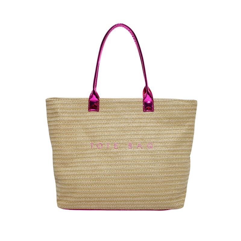 2025 Fashion Casual New PU & Straw Woven Tote Bags Solid Large Capacity Popularity Exquisite Hot Trendy Shoulder Bags for Women