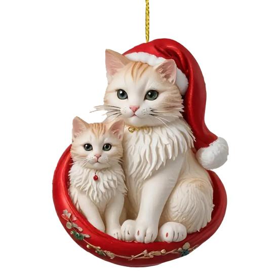 Yousheng Рождественский кулон 2D акриловый кот в рождественской шапке шарм подвеска для автомобиля украшение для создания праздничной атмосферы